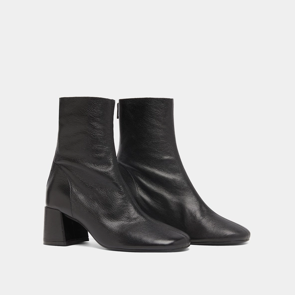 Bottines à fermetures éclairs arrières en cuir grainé noir | DENONIE | Jonak