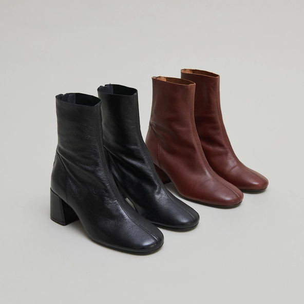 Bottines à fermetures éclairs arrières en cuir grainé noir | DENONIE | Jonak
