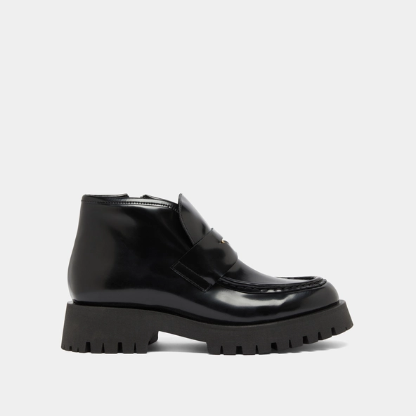 Boots à empiècements en cuir glacé noir | DESK | Jonak