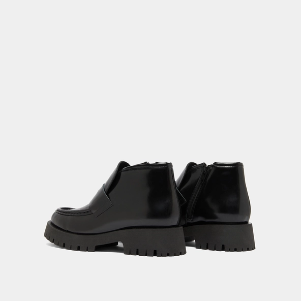 Boots à empiècements en cuir glacé noir | DESK | Jonak