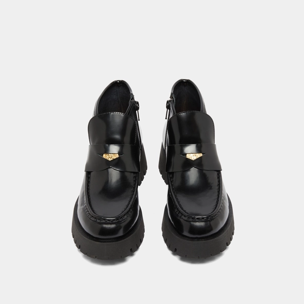 Boots à empiècements en cuir glacé noir | DESK | Jonak