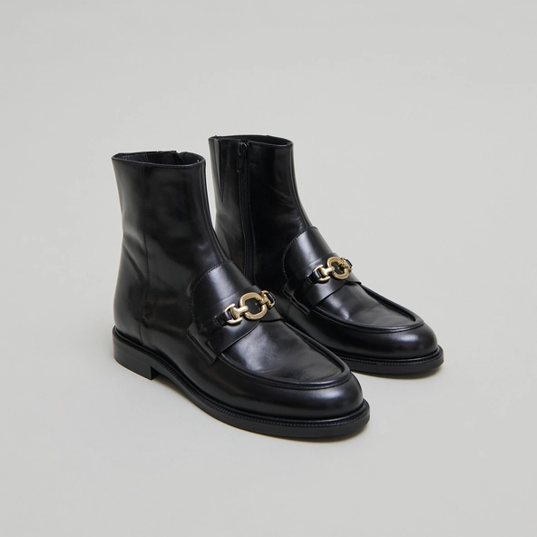 Boots à mors dorés en cuir noir | DIVOK | Jonak