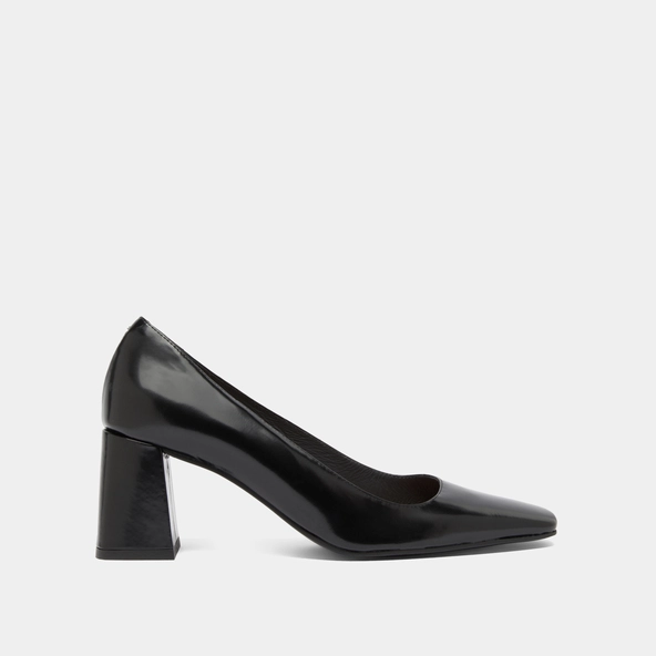 Escarpins à larges talons en cuir glacé noir | DODEME | Jonak