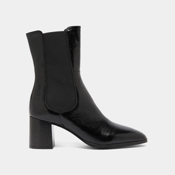 Bottines à élastiques en cuir brillant noir | DUCHA | Jonak