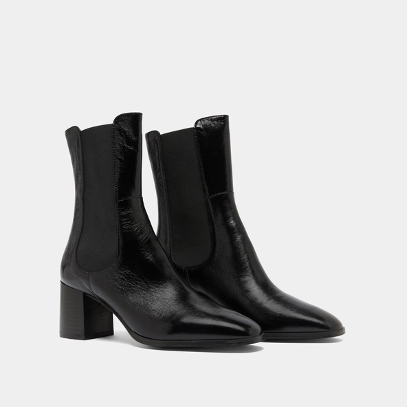Bottines à élastiques en cuir brillant noir | DUCHA | Jonak