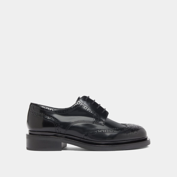 Derbies ajour&eacute;es en cuir glac&eacute; noir | DUERMO | Jonak