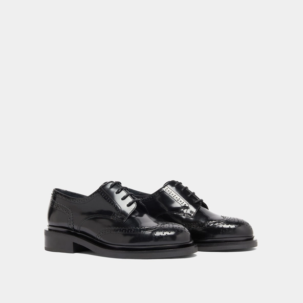 Derbies ajour&eacute;es en cuir glac&eacute; noir | DUERMO | Jonak
