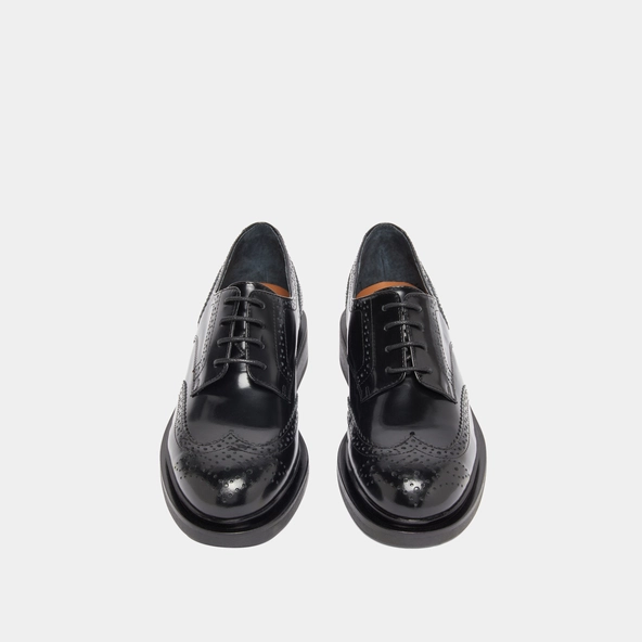 Derbies ajour&eacute;es en cuir glac&eacute; noir | DUERMO | Jonak