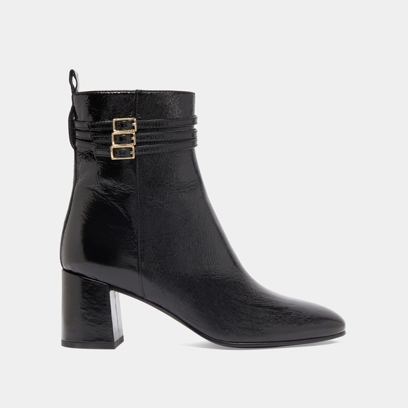Bottines détaillées de boucles en vernis plissé noir | DURANO | Jonak