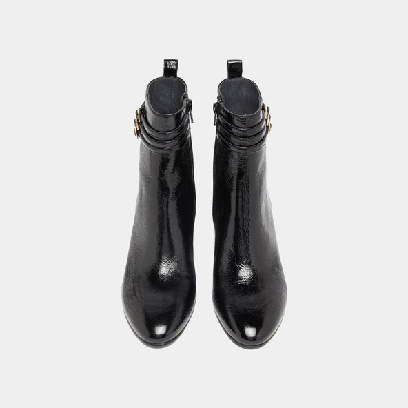 Bottines détaillées de boucles en vernis plissé noir | DURANO | Jonak