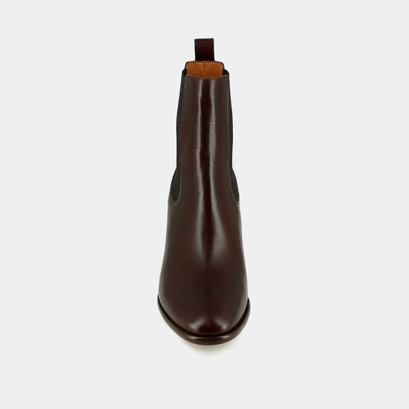 Bottines à talons et élastiques en cuir souple marron | DEVIN | Jonak