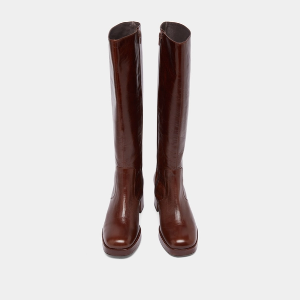 Bottes à talons et plateformes en cuir vieilli marron | VANEO | Jonak
