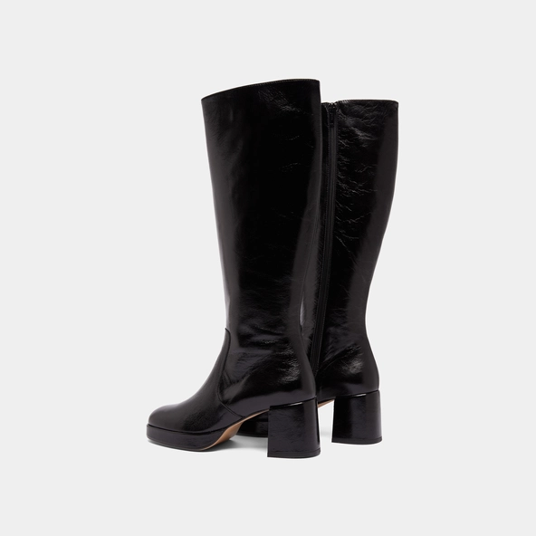 Bottes à talons et plateformes en cuir vieilli noir | VANEO | Jonak