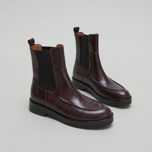 Boots à élastiques en cuir marron foncé | ALLAN | Jonak