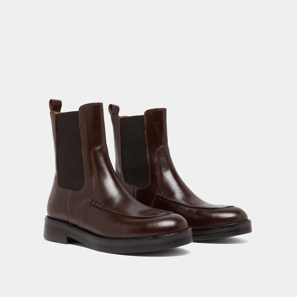 Boots à élastiques en cuir marron foncé | ALLAN | Jonak