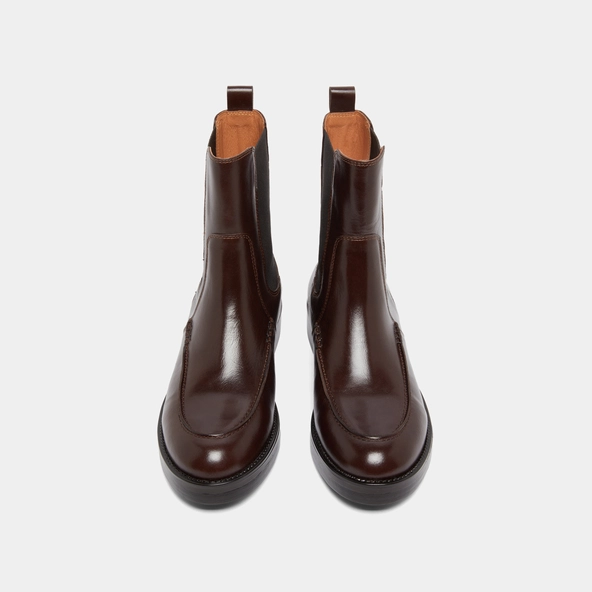 Boots à élastiques en cuir marron foncé | ALLAN | Jonak