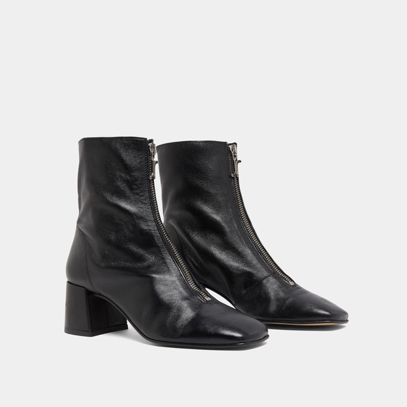 Bottines à fermetures éclairs avant en cuir noir | AMARYLLIS | Jonak