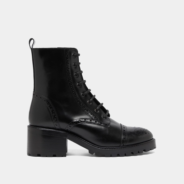 Boots &agrave; lacets et &agrave; talons en cuir noir | ANDERS | Jonak
