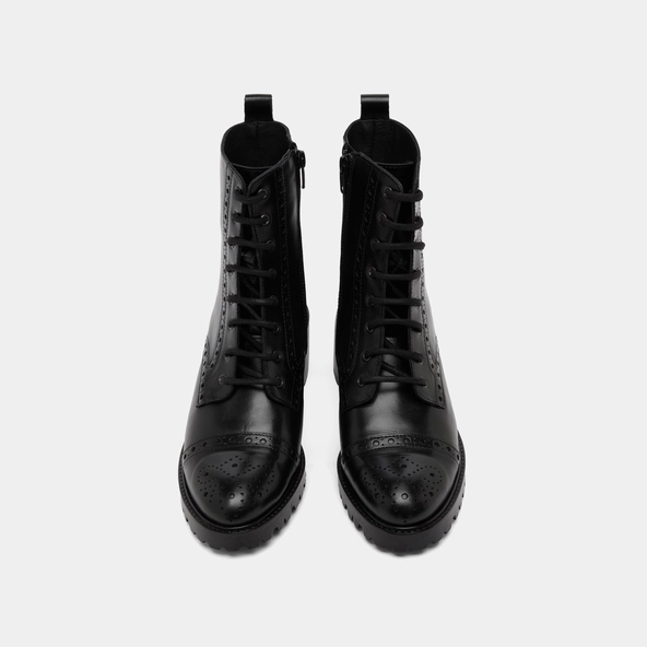 Boots &agrave; lacets et &agrave; talons en cuir noir | ANDERS | Jonak