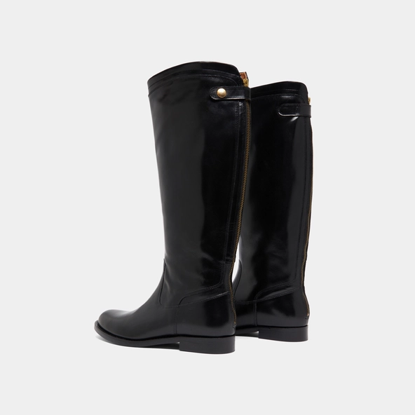 Bottes à fermetures éclairs arrières en cuir noir | AUROS | Jonak