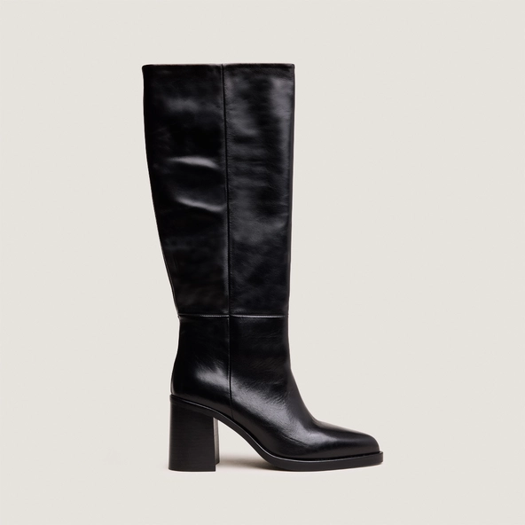 Bottes à talons lamellés en cuir noir | DICKINSON | Jonak