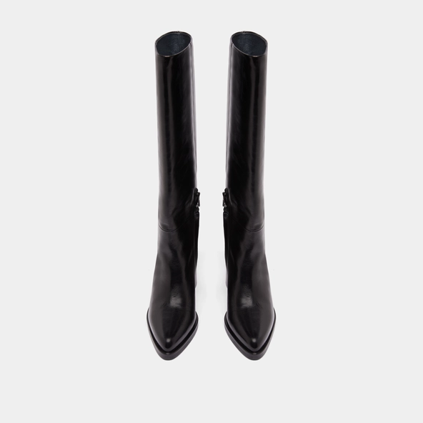 Bottes à talons lamellés en cuir noir | DICKINSON | Jonak