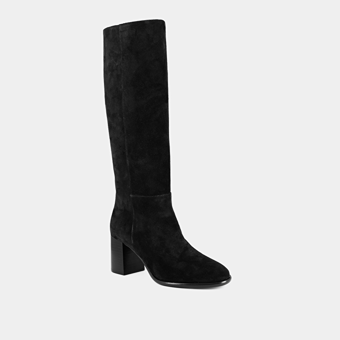 Bottes à talons et bouts ronds en croute noire | DILIA | Jonak