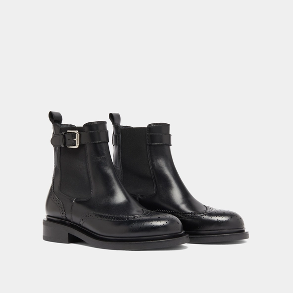 Boots à boucles en cuir noir | DOUBY | Jonak