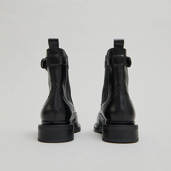 Boots à boucles en cuir noir | DOUBY | Jonak