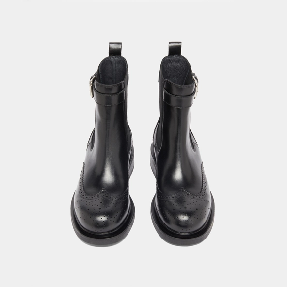Boots à boucles en cuir noir | DOUBY | Jonak