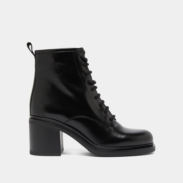 Boots &agrave; talons et &agrave; lacets en cuir noir | DUPLEX | Jonak