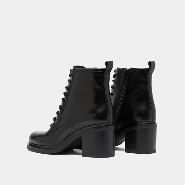 Boots &agrave; talons et &agrave; lacets en cuir noir | DUPLEX | Jonak