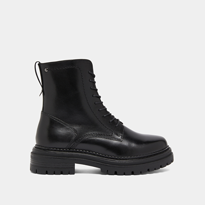 Boots à lacets et semelles crantées en cuir noir | ADALICE | Jonak