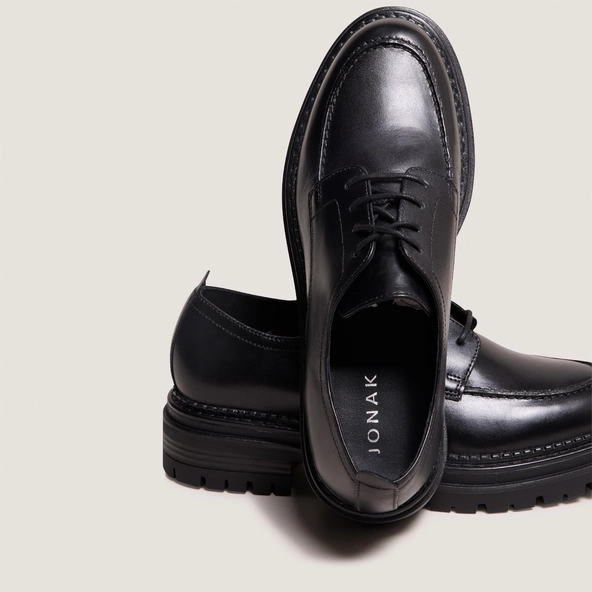 Derbies à semelles crantées en cuir noir | ADALOU | Jonak