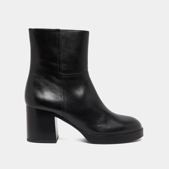 Bottines &agrave; talons flare en cuir noir | ANELLE | Jonak