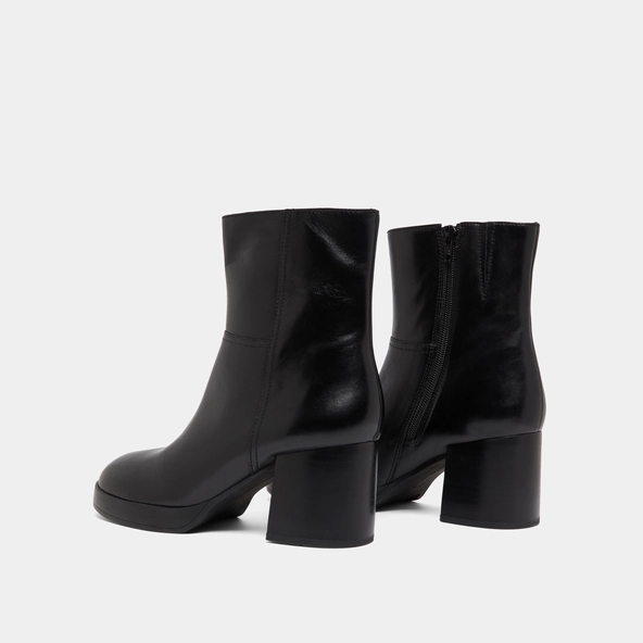 Bottines &agrave; talons flare en cuir noir | ANELLE | Jonak