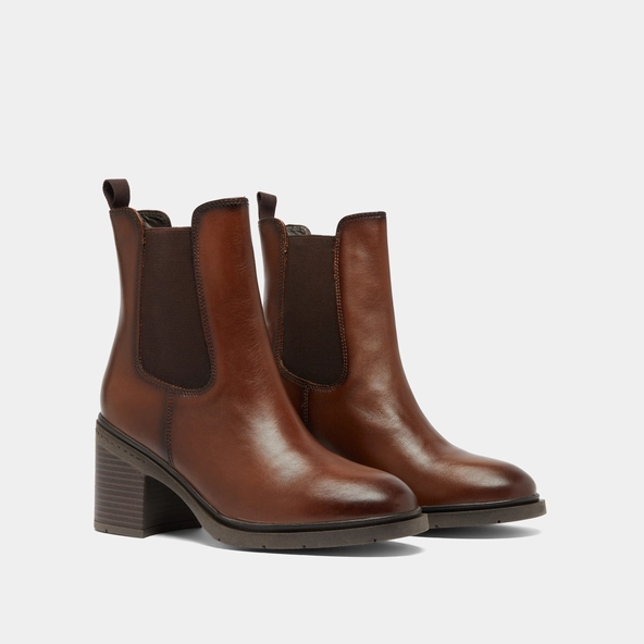 Bottines à élastiques et bouts arrondis.... en cuir cognac | ATILA | Jonak