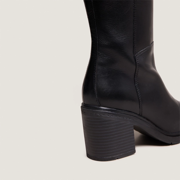 Bottes &agrave; talons et &agrave; bouts ronds en cuir noir | ATILUS | Jonak