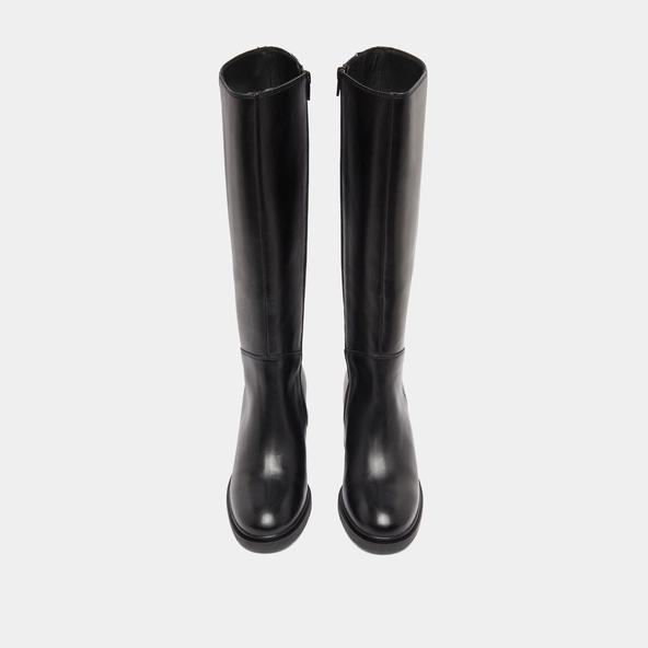 Bottes &agrave; talons et &agrave; bouts ronds en cuir noir | ATILUS | Jonak