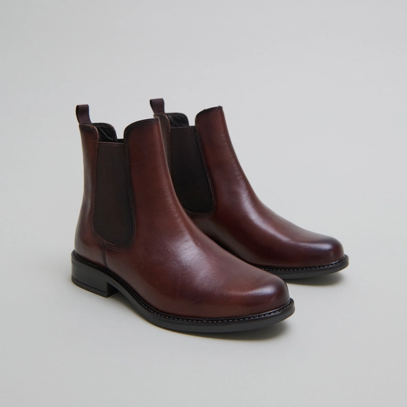 Boots à élastiques et à bouts ronds en cuir cognac | AUDRY | Jonak