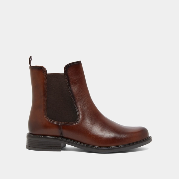 Boots à élastiques et à bouts ronds en cuir cognac | AUDRY | Jonak