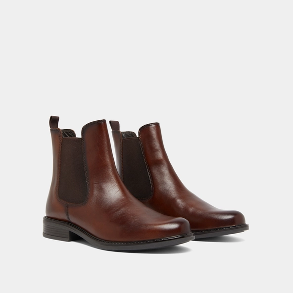 Boots à élastiques et à bouts ronds en cuir cognac | AUDRY | Jonak