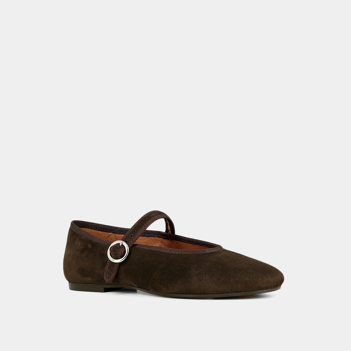 Ballerines à brides et boucles ajustantes en velours marron foncé | DEESSE | Jonak