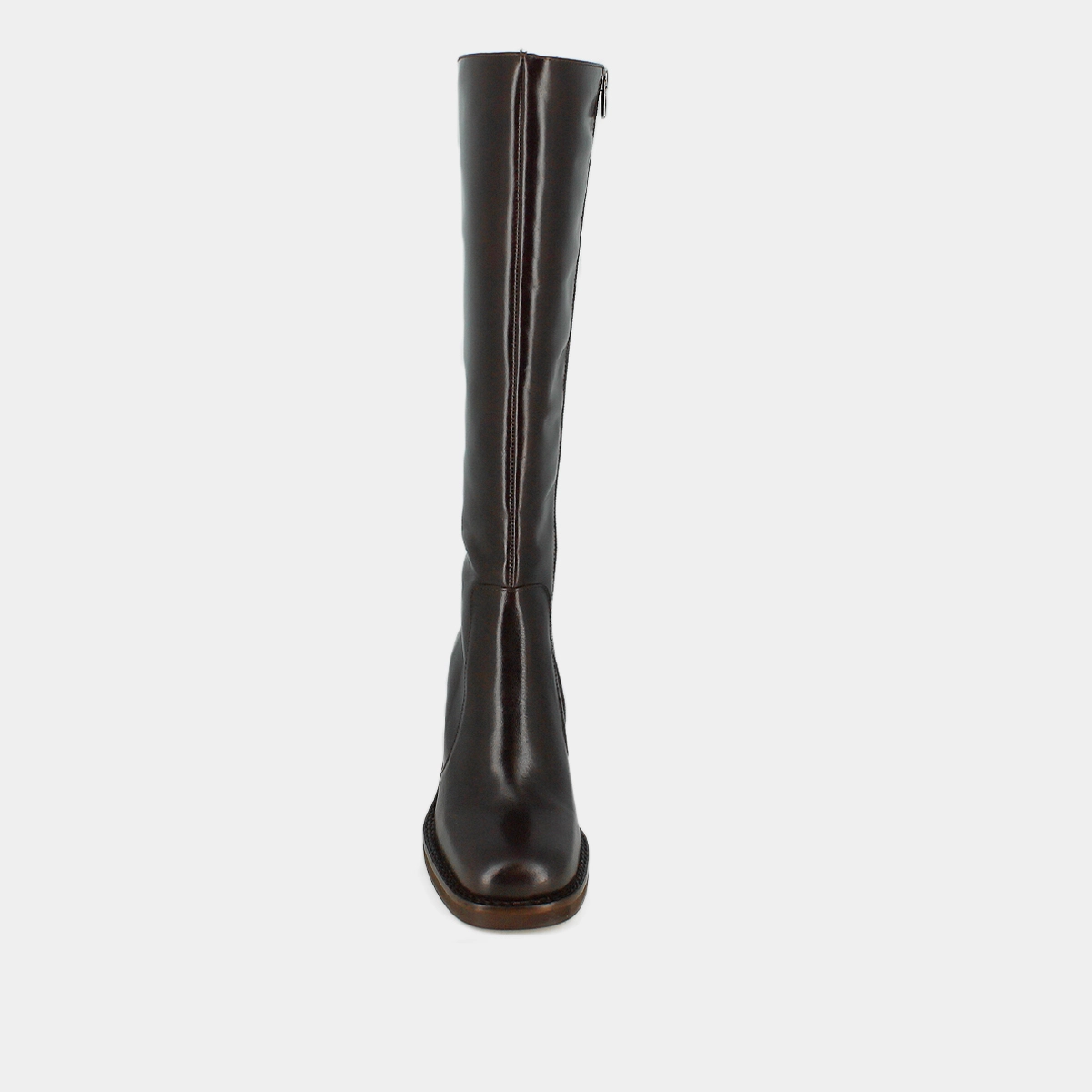 Bottes à talons débordants en cuir marron foncé taille mollet m | BRETZEL | Jonak