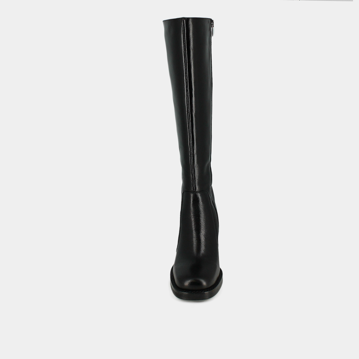 Bottes à talons débordants en cuir noir taille mollet m | BRETZEL | Jonak