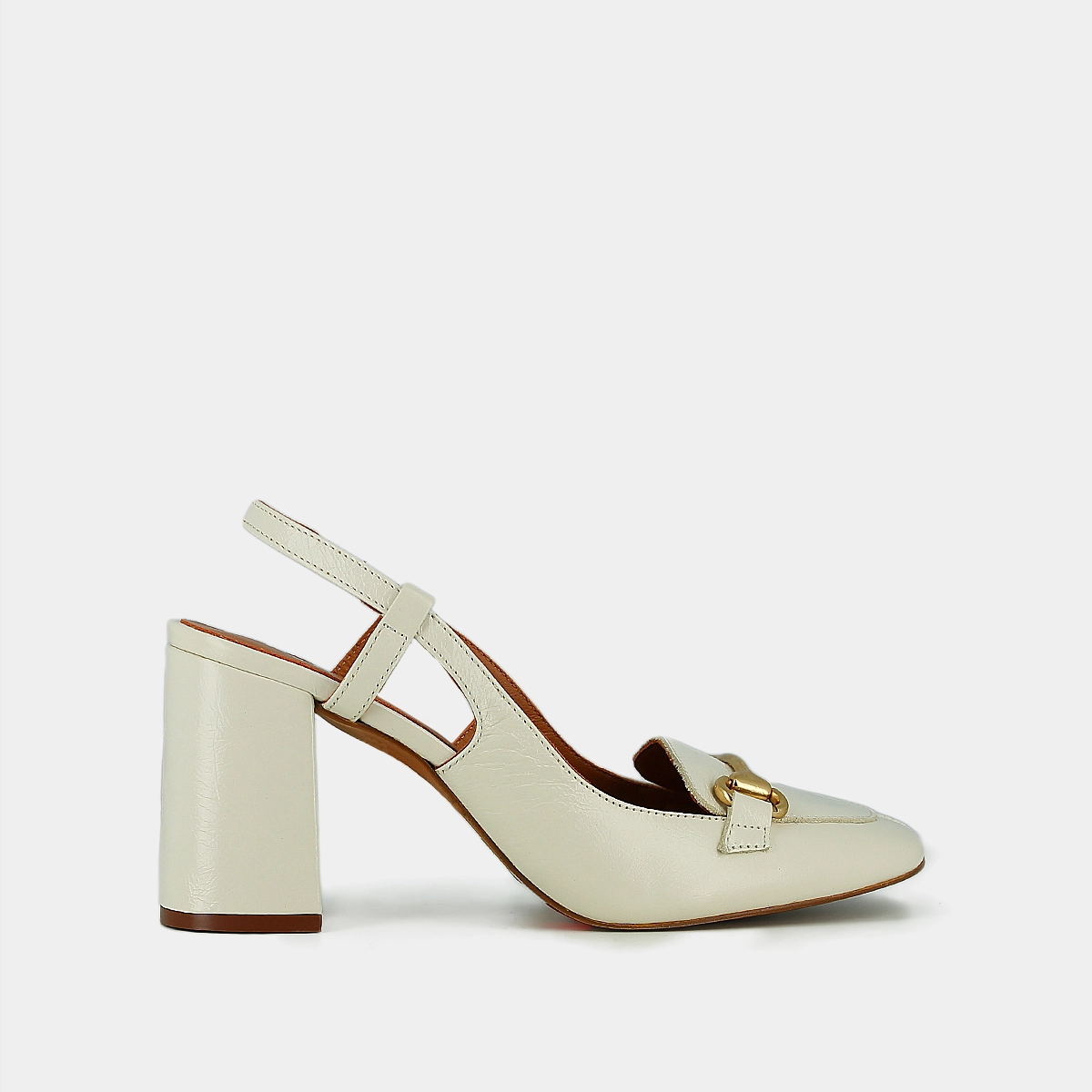 Slingbacks à mors dorés en cuir vieilli écru | BASEL | Jonak
