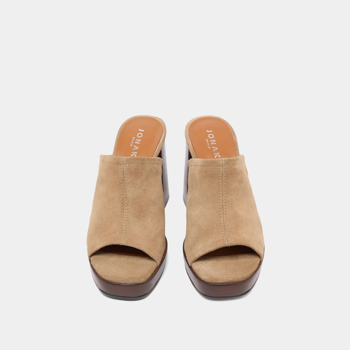 Mules à talons en croute taupe | BAYA | Jonak
