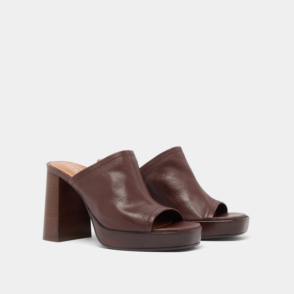 Mules &agrave; talons en cuir marron | BAYA | Jonak