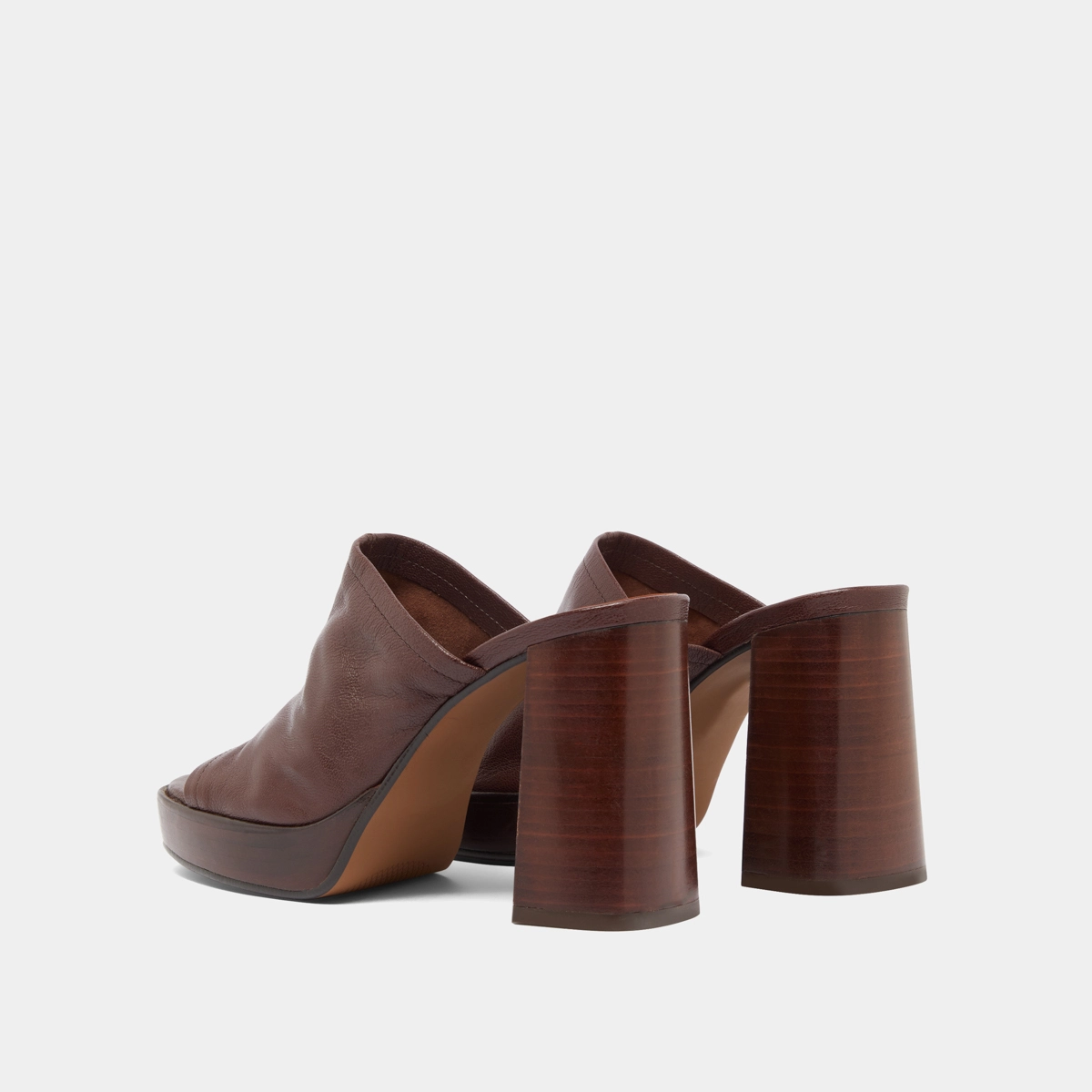 Mules &agrave; talons en cuir marron | BAYA | Jonak