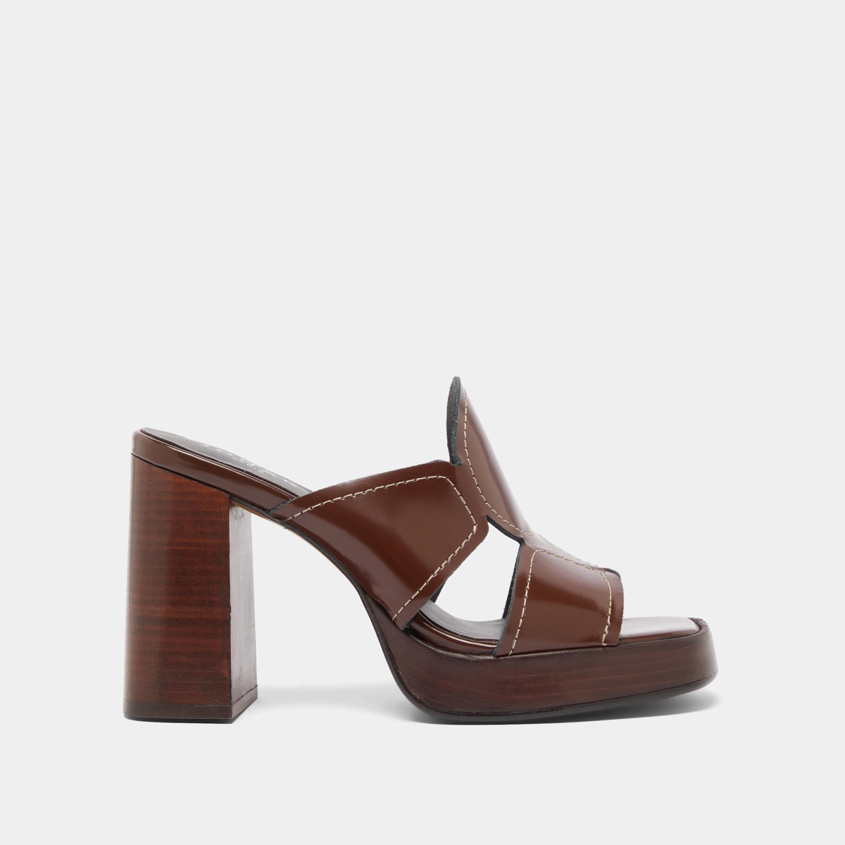 Mules &agrave; talons en cuir glac&eacute; marron | BELLE | Jonak